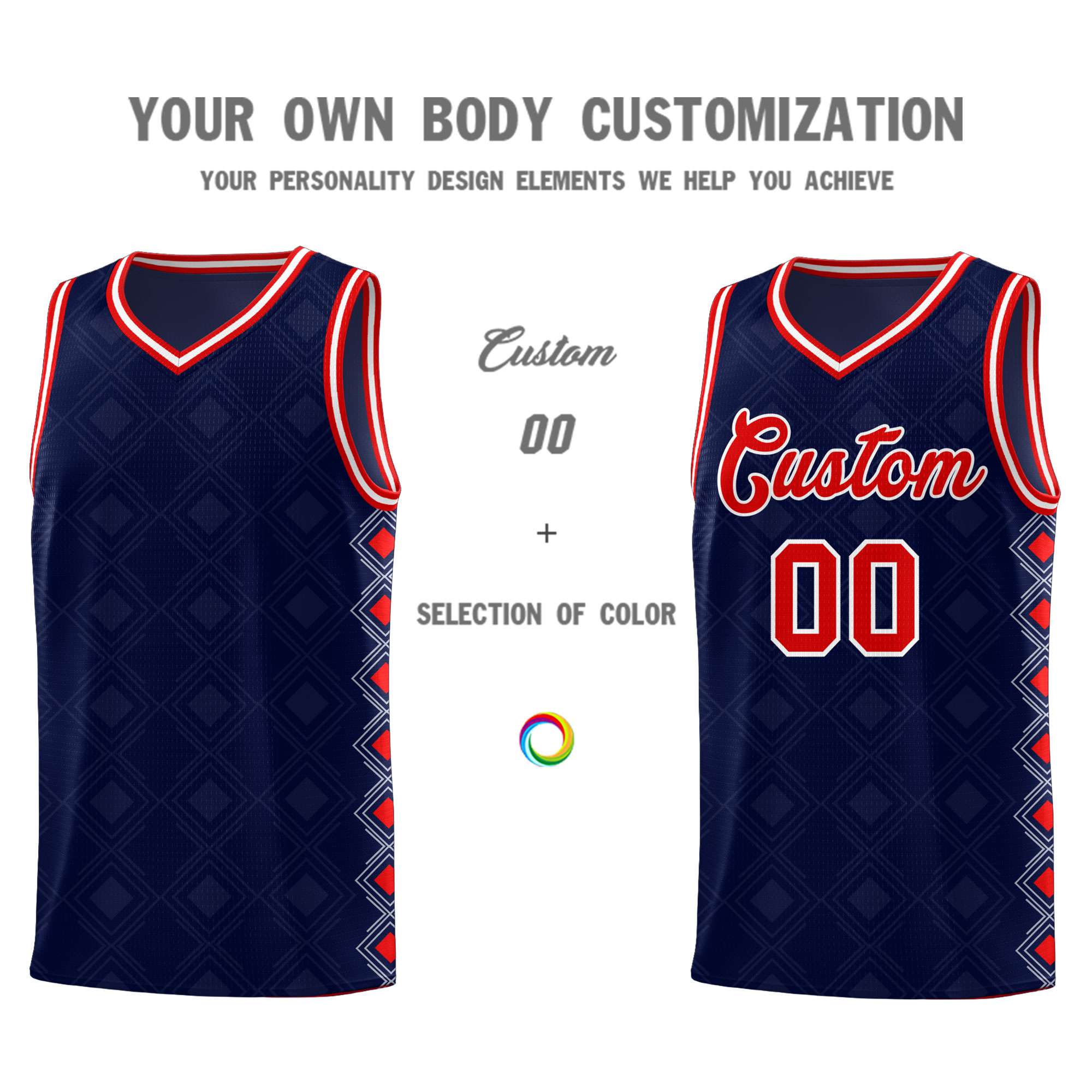 Custom Navy Side Blocks Sports Uniform Basketball Jersey|KXKSHOP