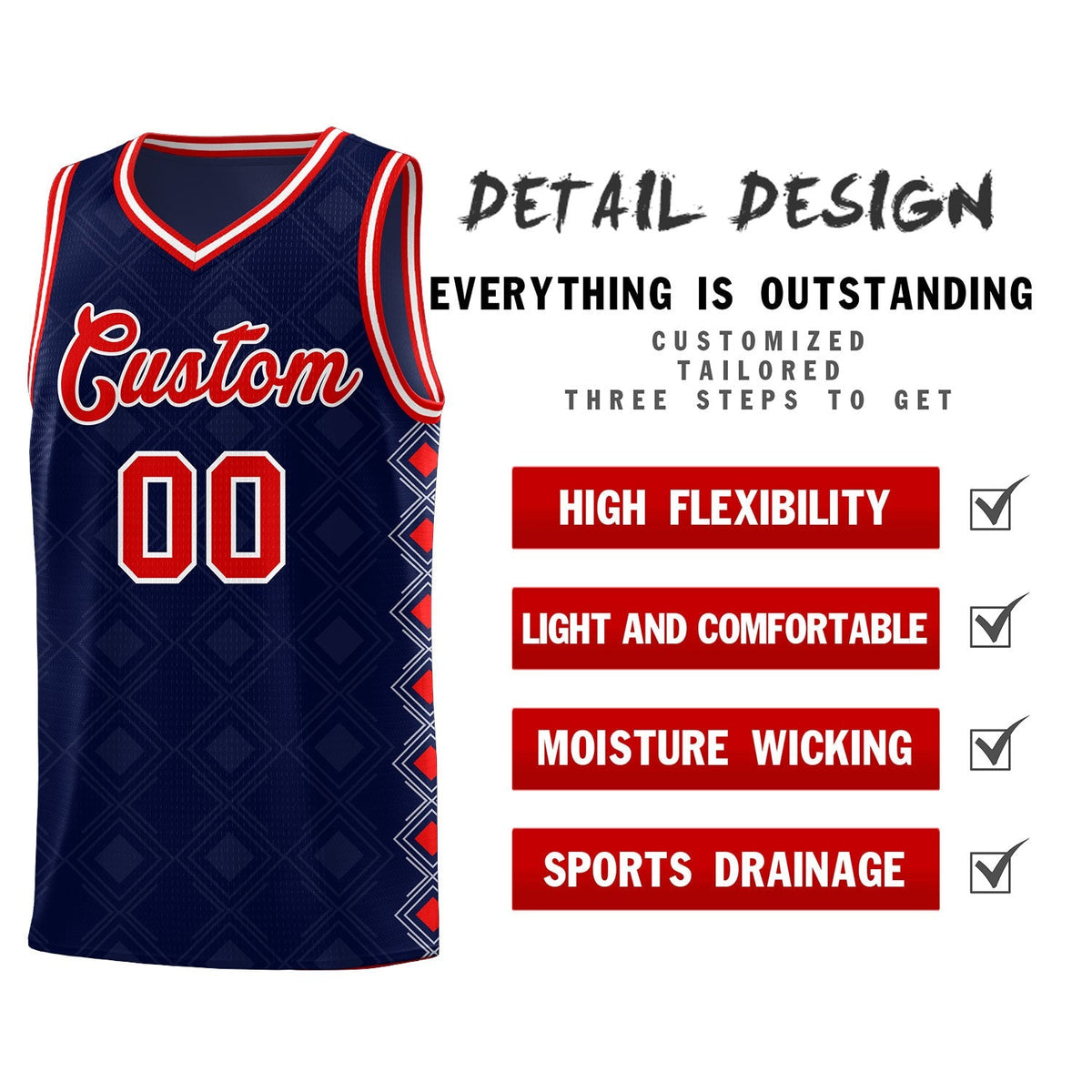 Custom Navy Side Blocks Sports Uniform Basketball Jersey|KXKSHOP
