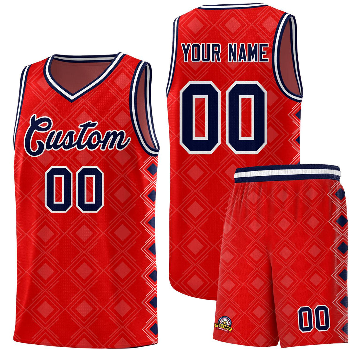 Custom Red Side Blocks Sports Uniform Basketball Jersey|KXKSHOP
