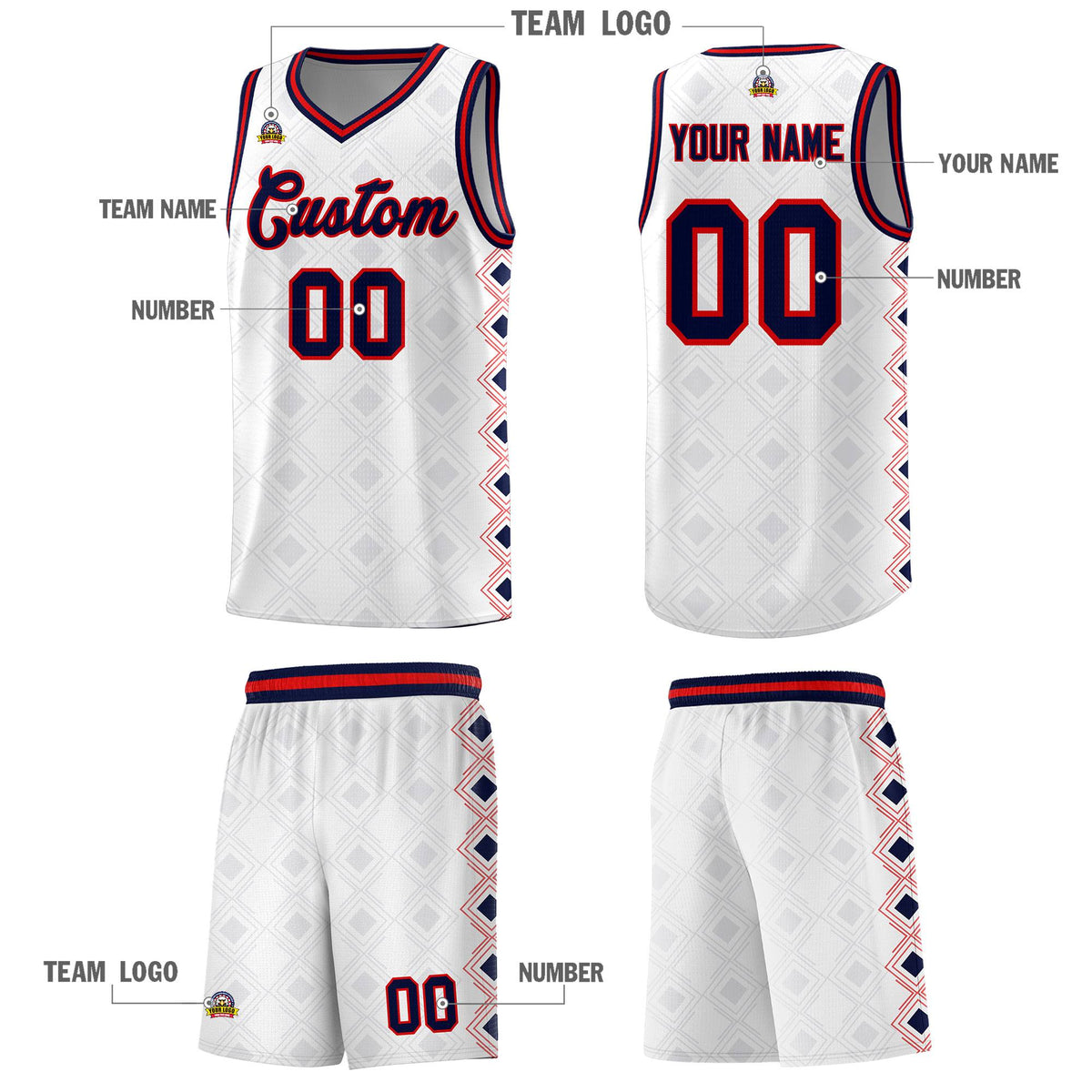 Custom White Side Blocks Sports Uniform Basketball Jersey|KXKSHOP
