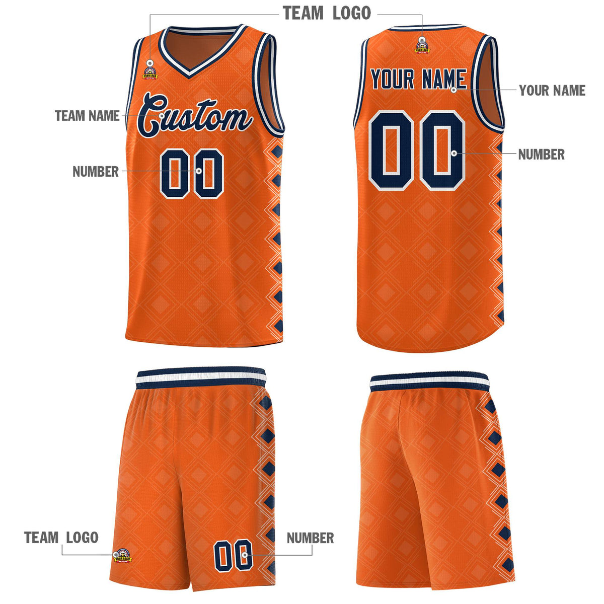 Custom Orange Side Blocks Sports Uniform Basketball Jersey|KXKSHOP