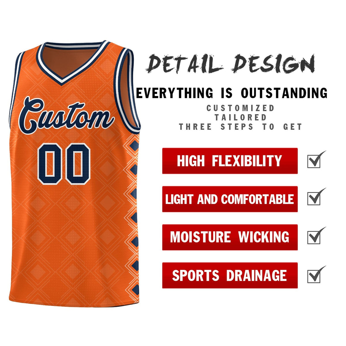 Custom Orange Side Blocks Sports Uniform Basketball Jersey|KXKSHOP
