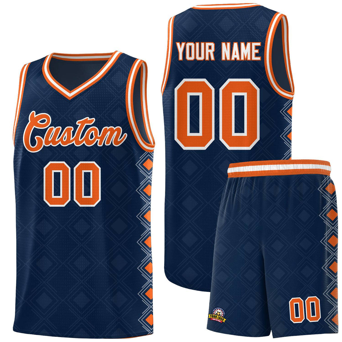 Custom Navy Side Blocks Sports Uniform Basketball Jersey|KXKSHOP
