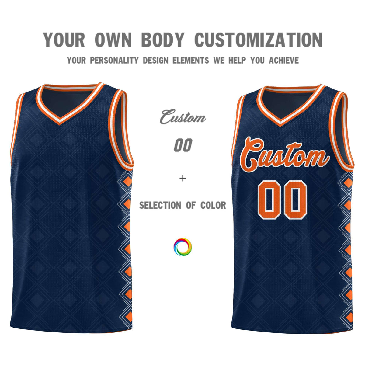 Custom Navy Side Blocks Sports Uniform Basketball Jersey|KXKSHOP