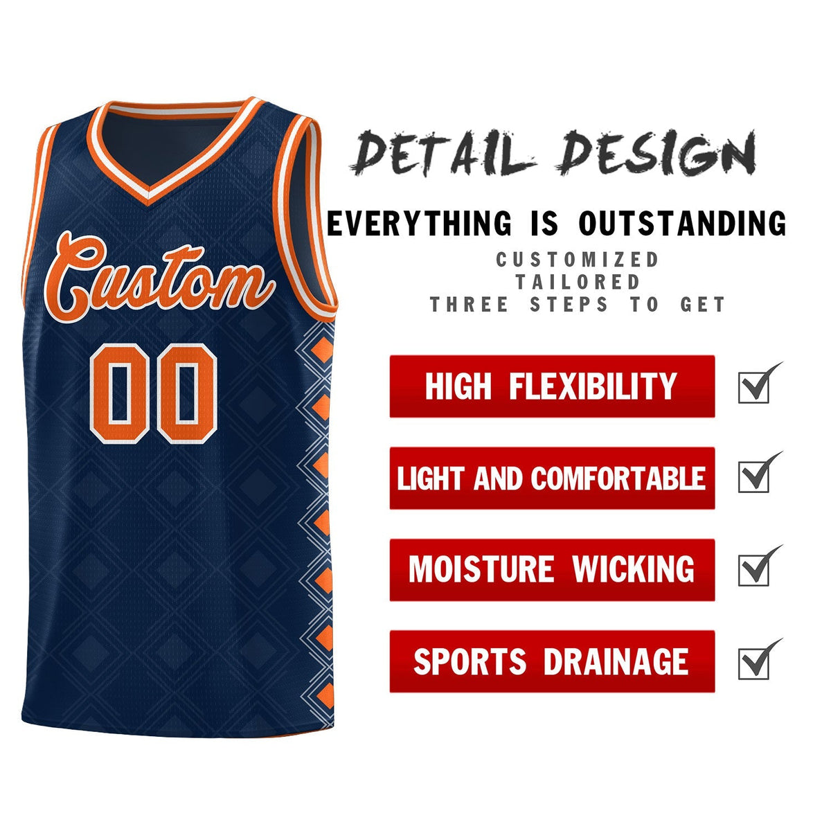 Custom Navy Side Blocks Sports Uniform Basketball Jersey|KXKSHOP