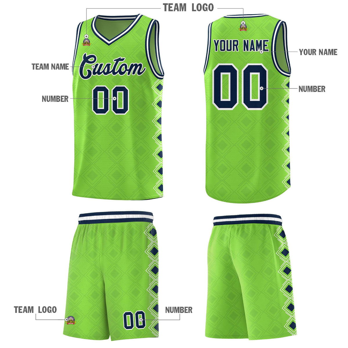 Custom Neon Green Side Blocks Sports Uniform Basketball Jersey|KXKSHOP
