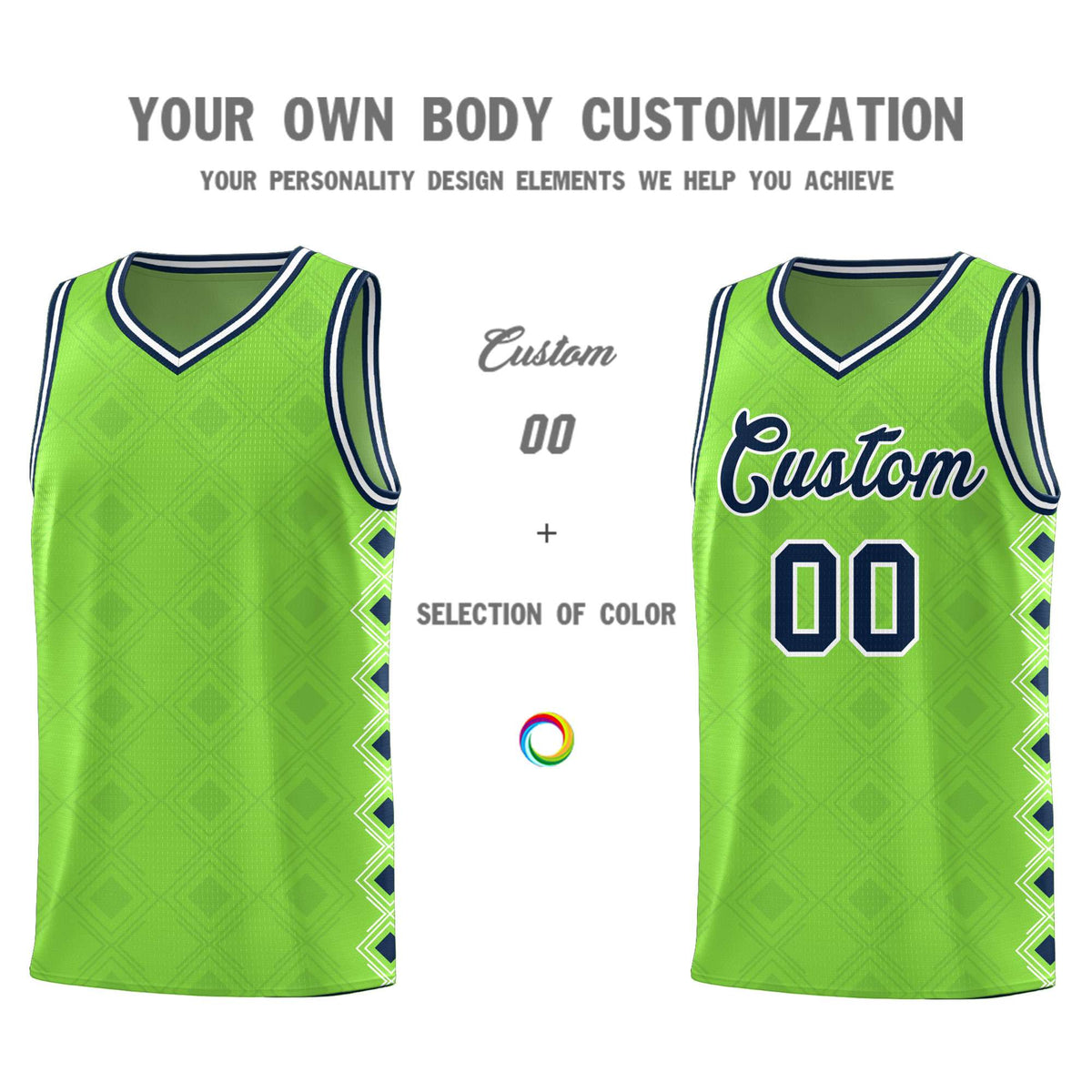 Custom Neon Green Side Blocks Sports Uniform Basketball Jersey|KXKSHOP