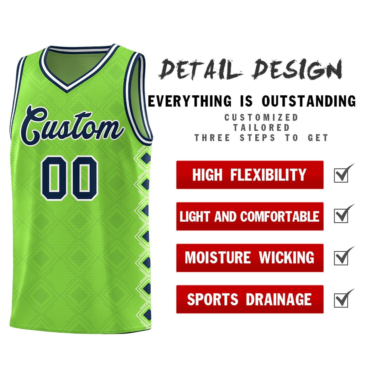 Custom Neon Green Side Blocks Sports Uniform Basketball Jersey|KXKSHOP