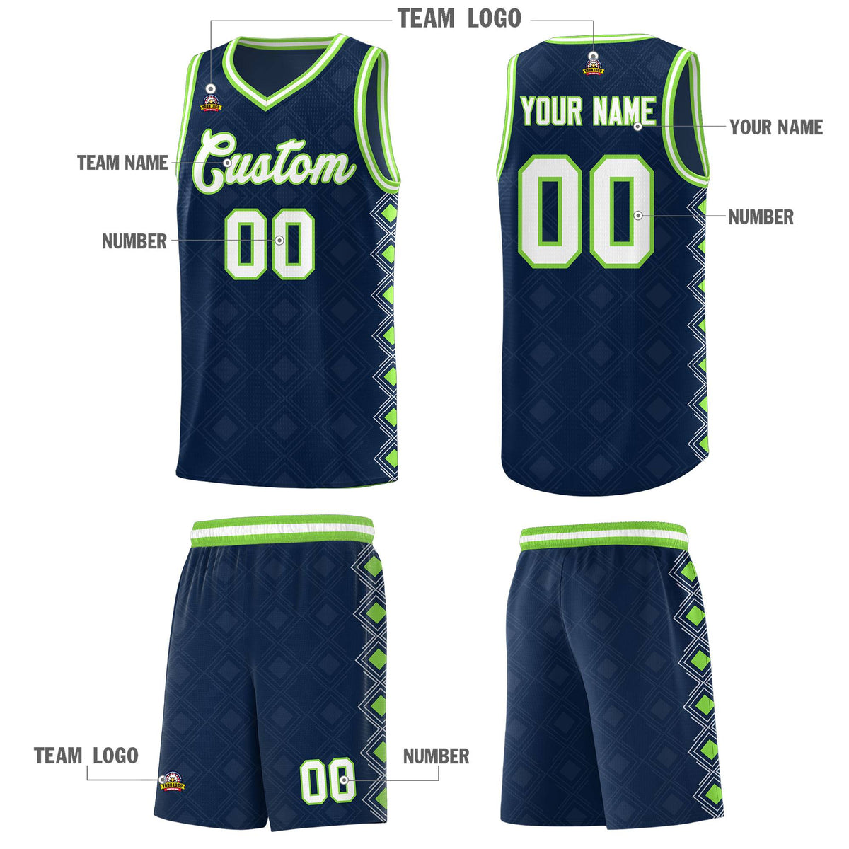 Custom Navy Side Blocks Sports Uniform Basketball Jersey|KXKSHOP