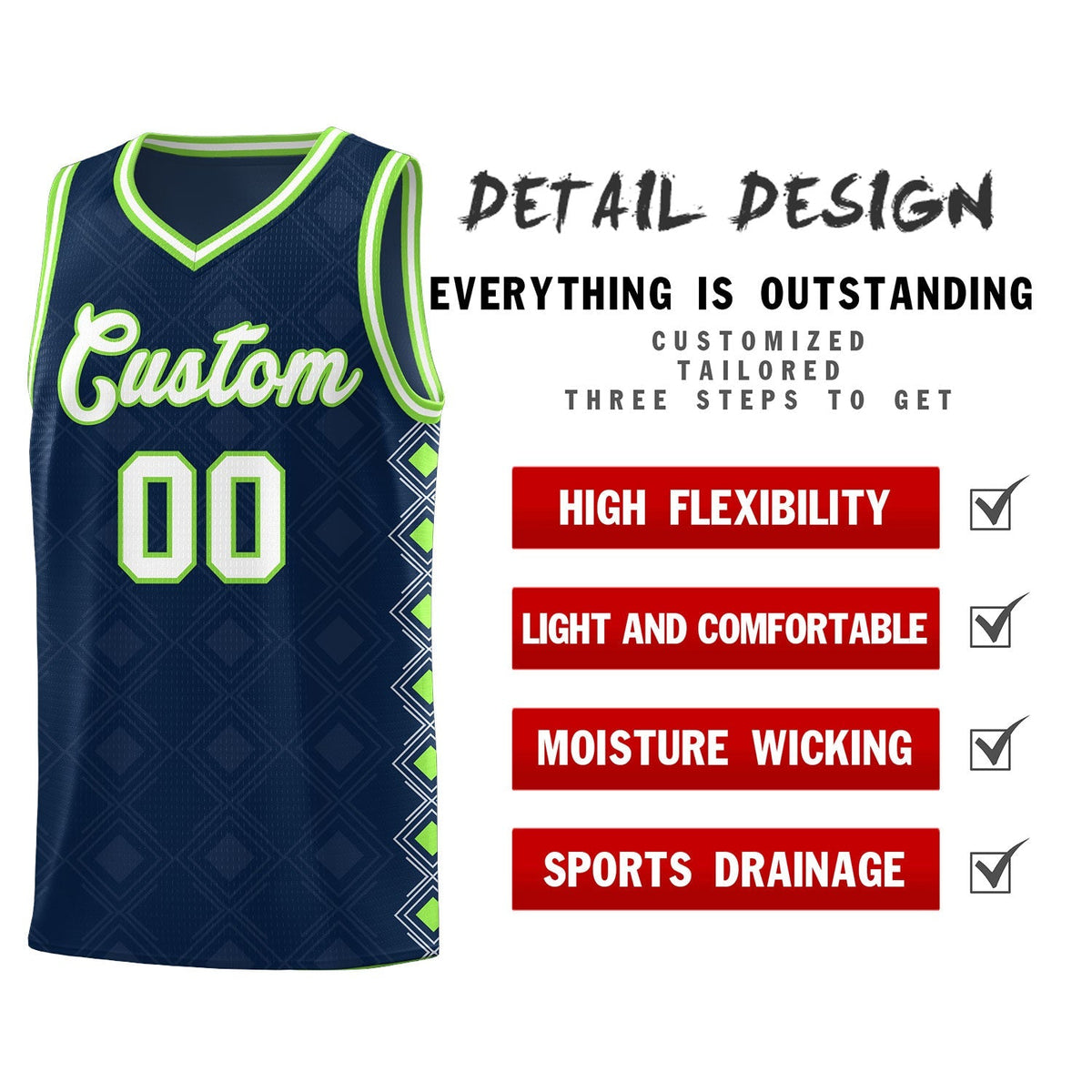 Custom Navy Side Blocks Sports Uniform Basketball Jersey|KXKSHOP