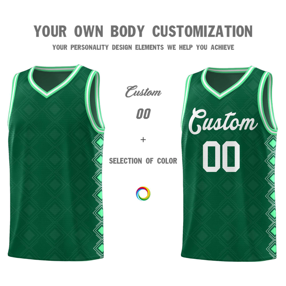 Custom Kelly Green Side Blocks Sports Uniform Basketball Jersey|KXKSHOP