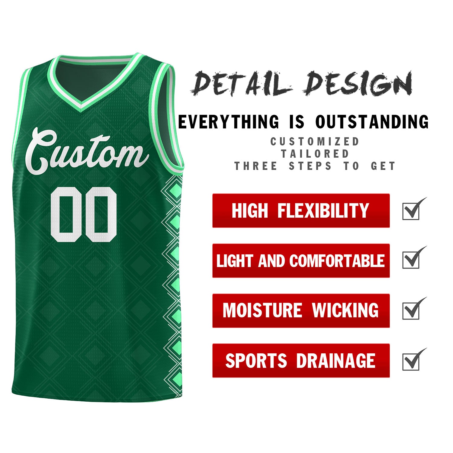 Custom Kelly Green Side Blocks Sports Uniform Basketball Jersey|KXKSHOP