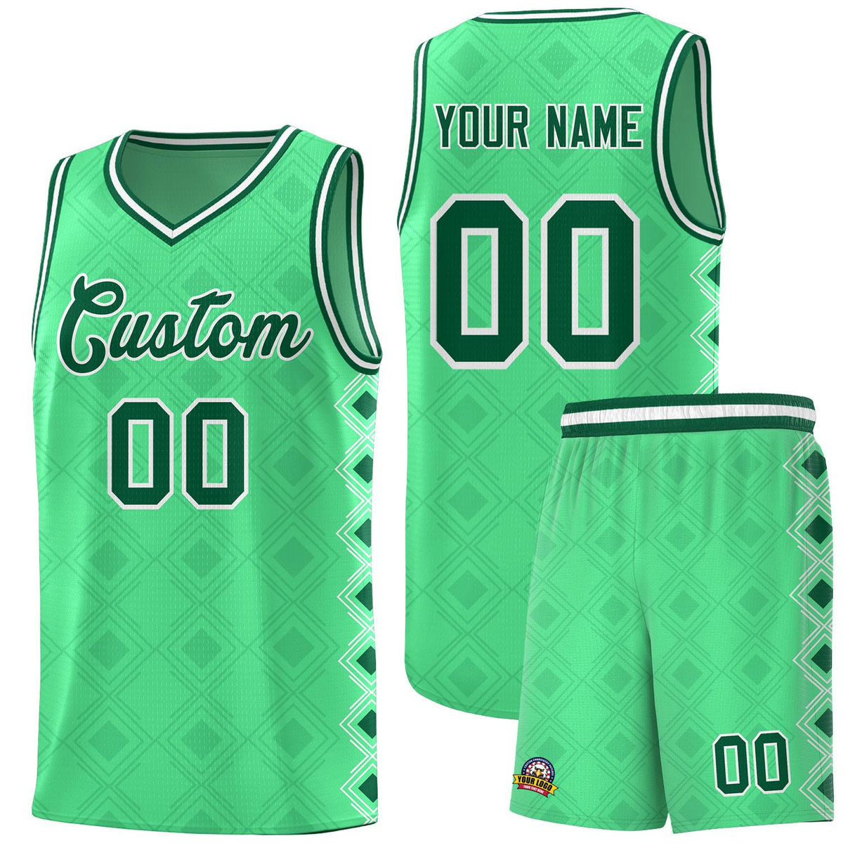 Custom Bright Green Side Blocks Sports Uniform Basketball Jersey|KXKSHOP