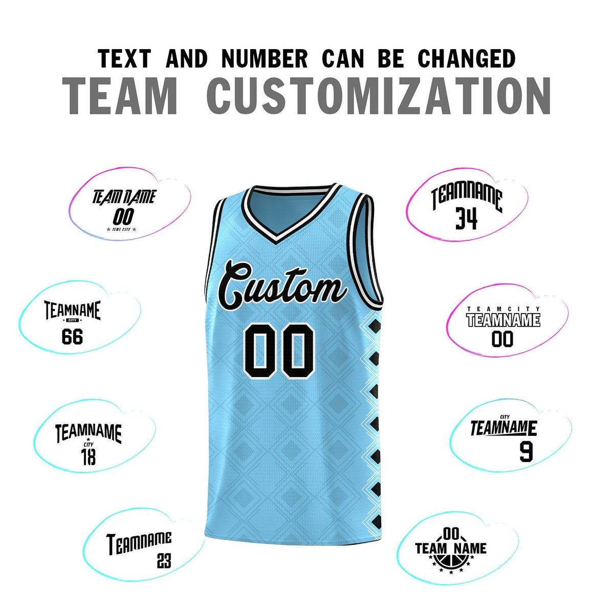 Custom Light Blue Side Blocks Sports Uniform Basketball Jersey|KXKSHOP