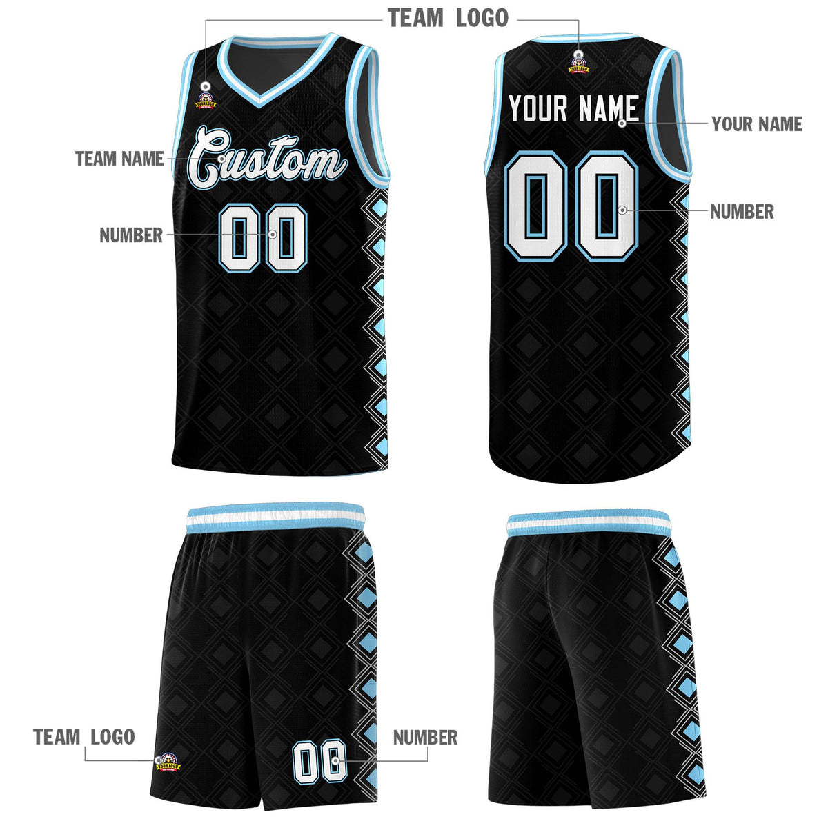 Custom Black Side Blocks Sports Uniform Basketball Jersey|KXKSHOP