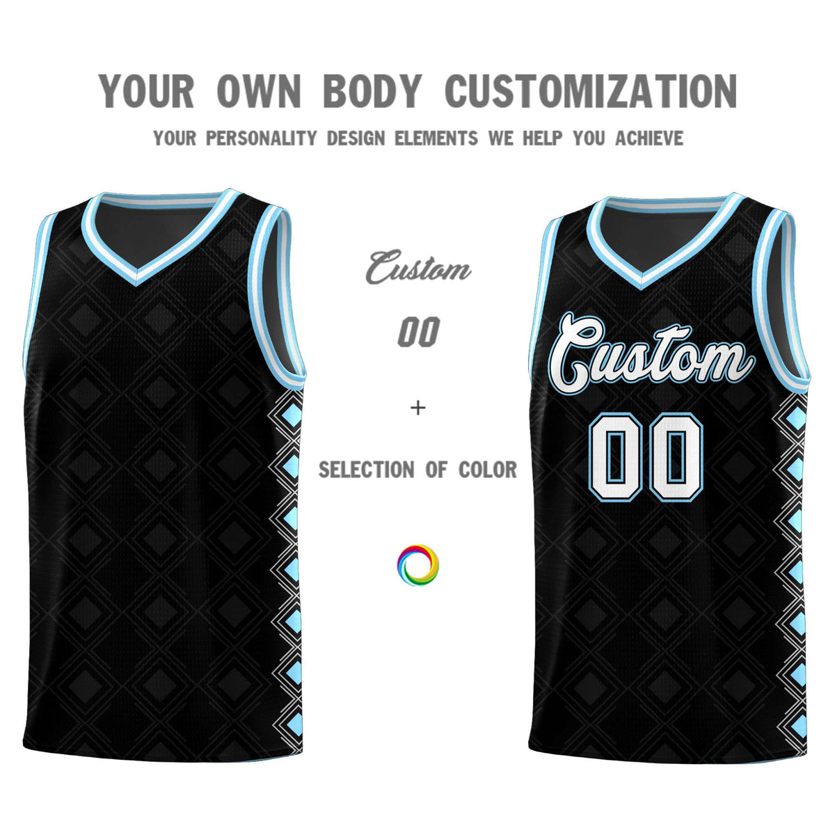 Custom Black Side Blocks Sports Uniform Basketball Jersey|KXKSHOP
