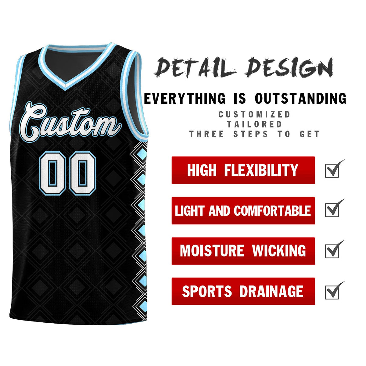 Custom Black Side Blocks Sports Uniform Basketball Jersey|KXKSHOP