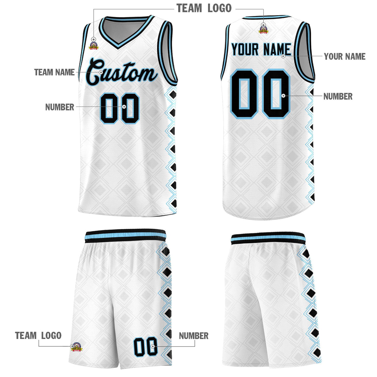 Custom White Side Blocks Sports Uniform Basketball Jersey|KXKSHOP