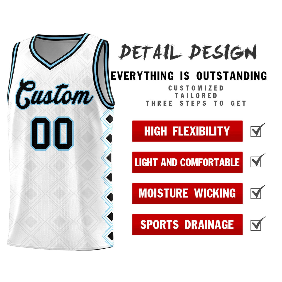 Custom White Side Blocks Sports Uniform Basketball Jersey|KXKSHOP