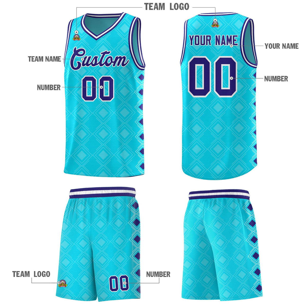 Custom Sky Blue Side Blocks Sports Uniform Basketball Jersey|KXKSHOP