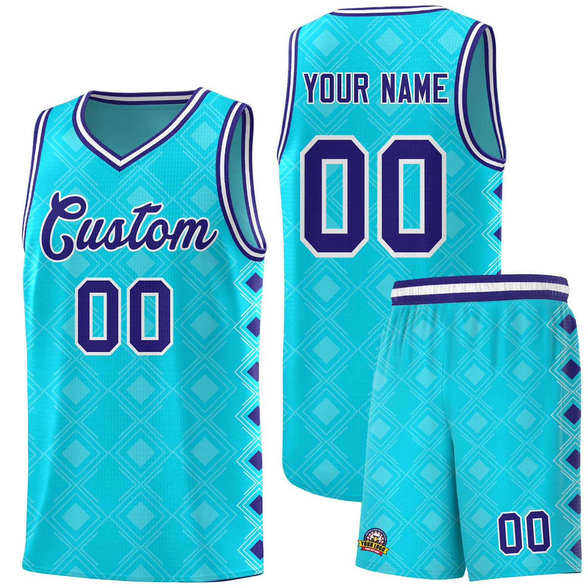 Custom Sky Blue Side Blocks Sports Uniform Basketball Jersey|KXKSHOP