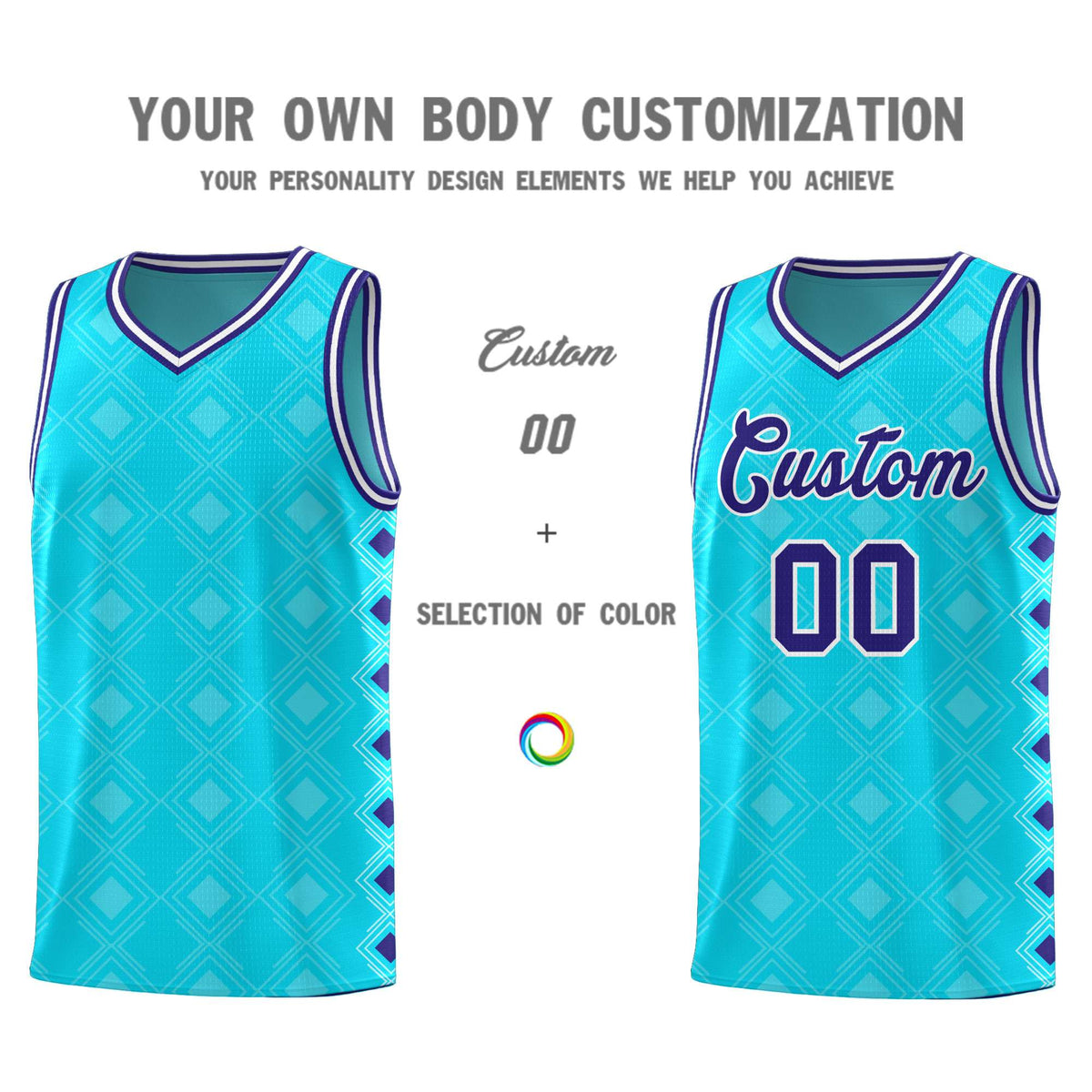 Custom Sky Blue Side Blocks Sports Uniform Basketball Jersey|KXKSHOP