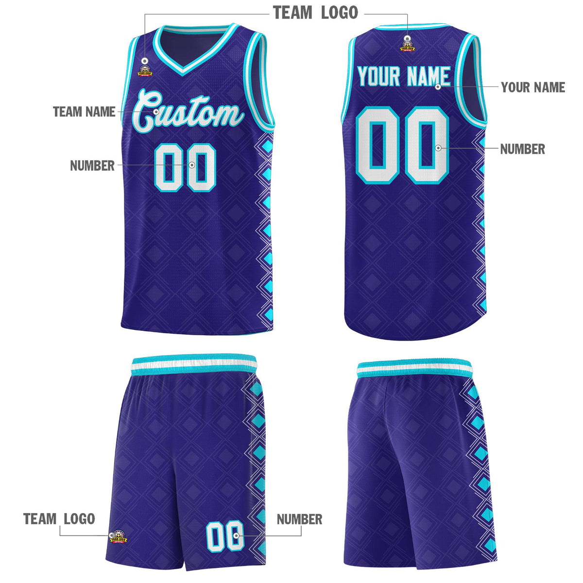 Custom Royal Side Blocks Sports Uniform Basketball Jersey|KXKSHOP
