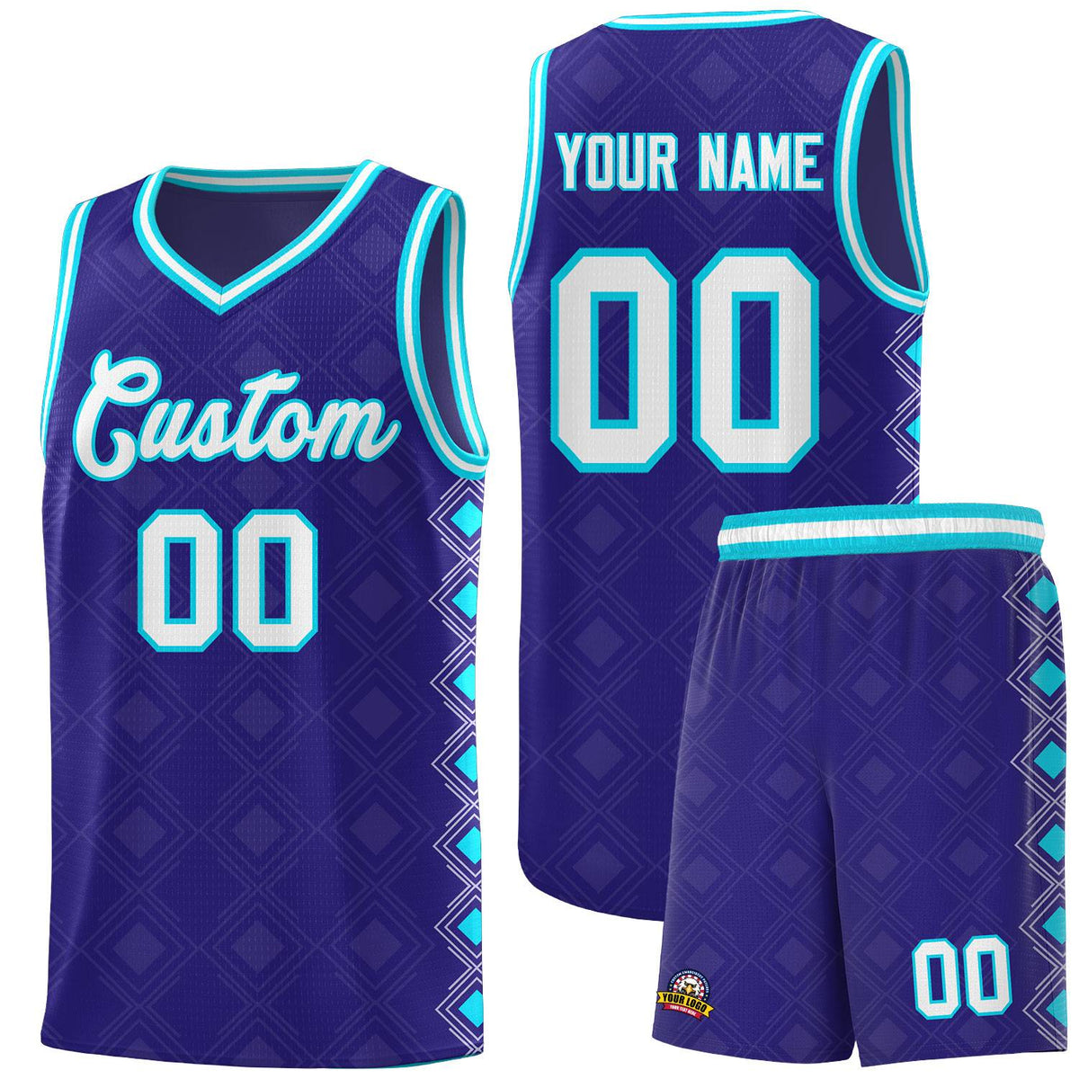 Custom Royal Side Blocks Sports Uniform Basketball Jersey|KXKSHOP