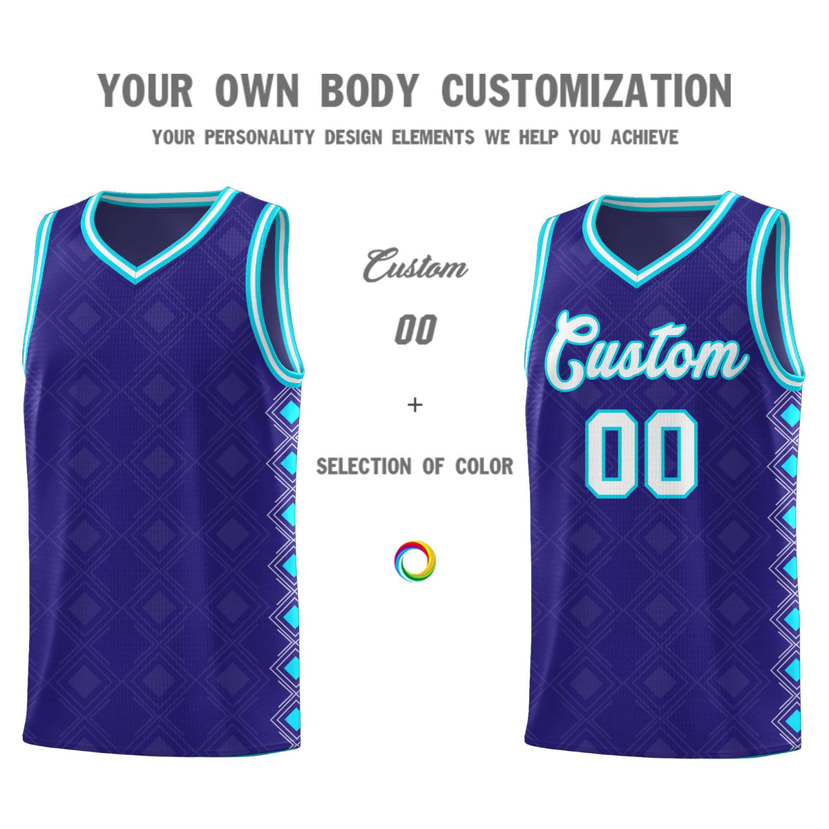 Custom Royal Side Blocks Sports Uniform Basketball Jersey|KXKSHOP
