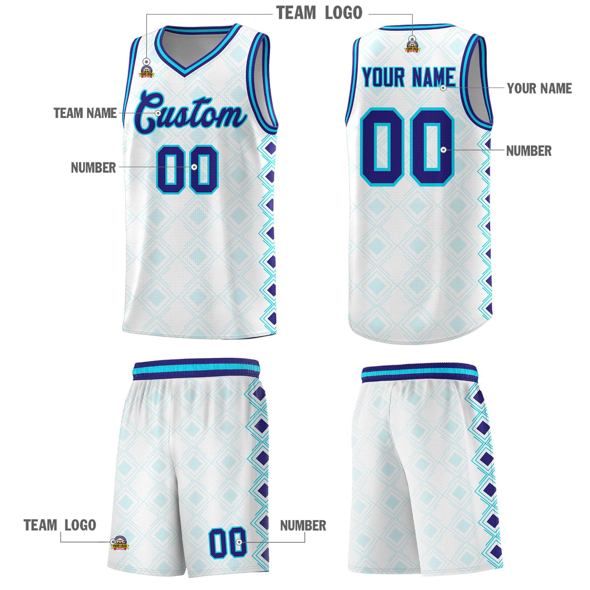 Custom White Side Blocks Sports Uniform Basketball Jersey|KXKSHOP