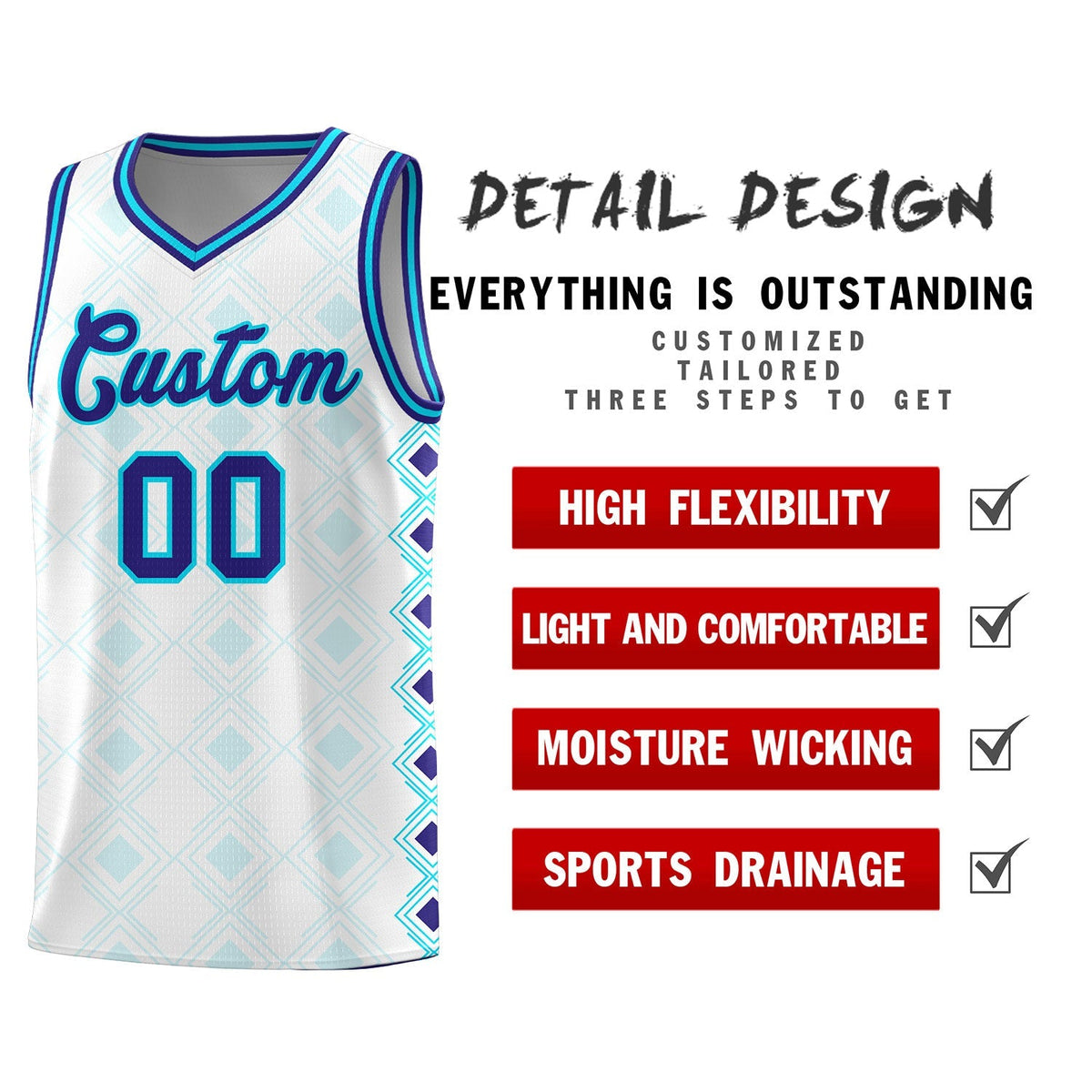 Custom White Side Blocks Sports Uniform Basketball Jersey|KXKSHOP