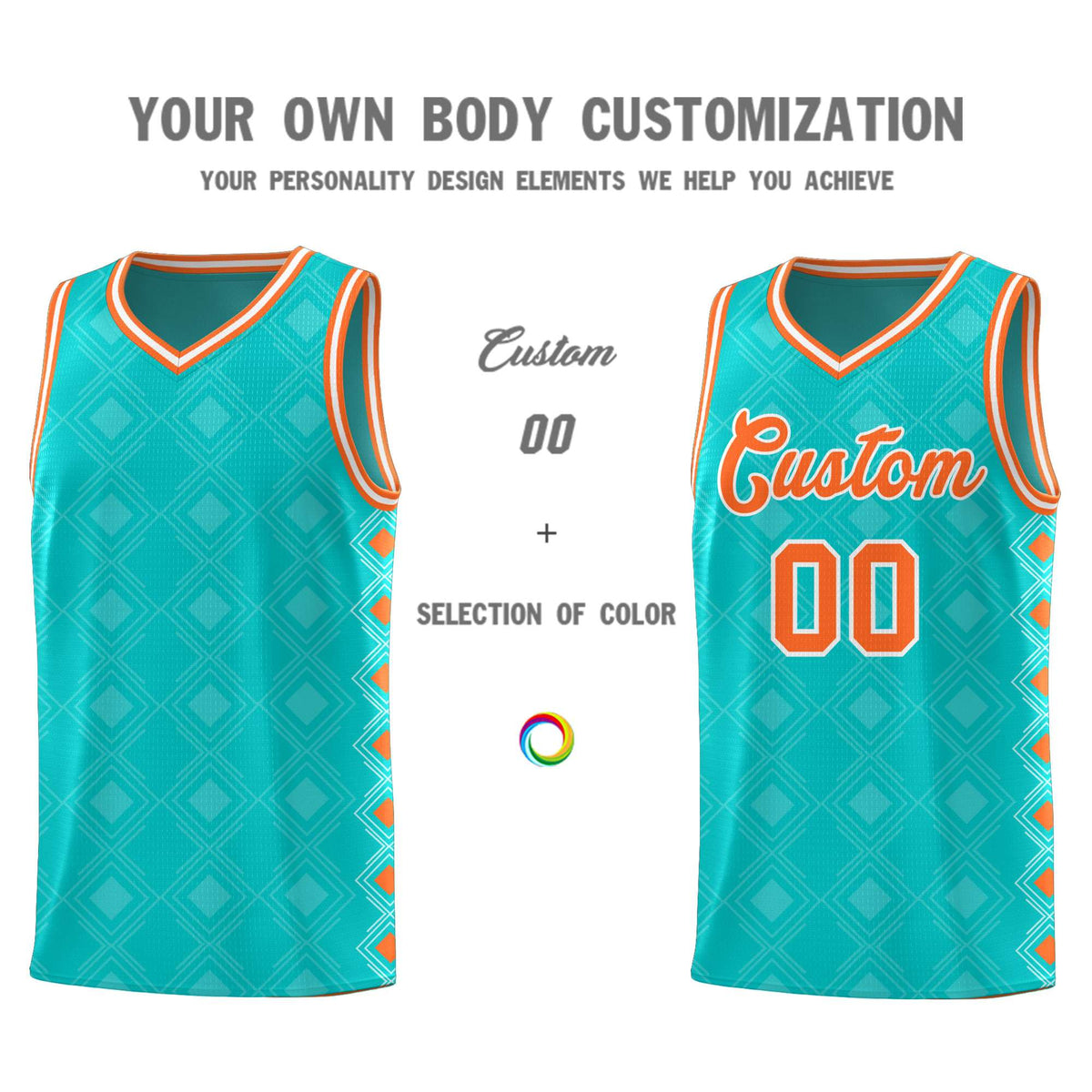 Custom Aqua Side Blocks Sports Uniform Basketball Jersey|KXKSHOP