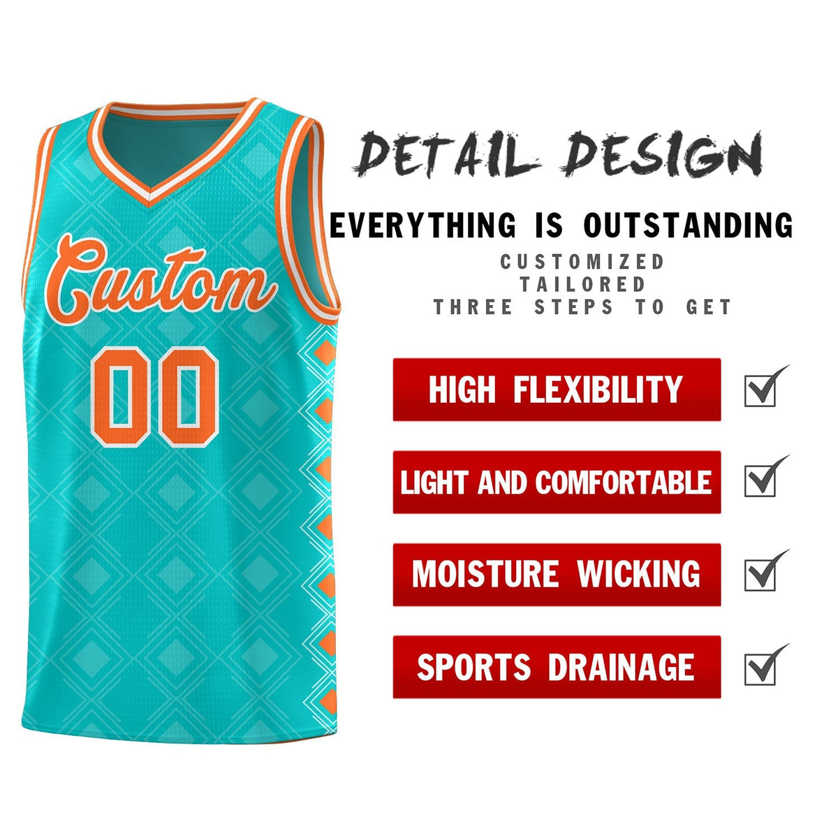 Custom Aqua Side Blocks Sports Uniform Basketball Jersey|KXKSHOP