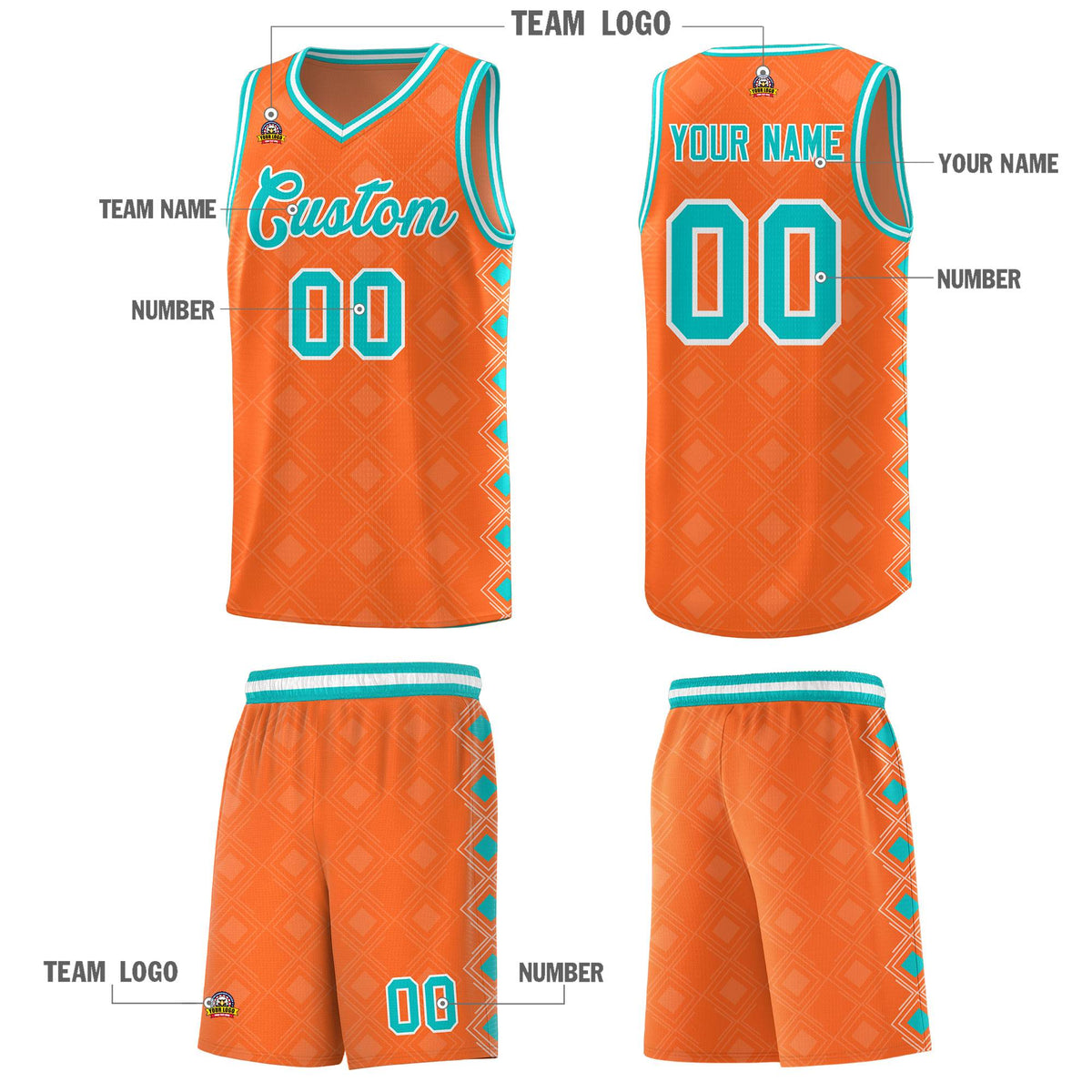 Custom Orange Side Blocks Sports Uniform Basketball Jersey|KXKSHOP