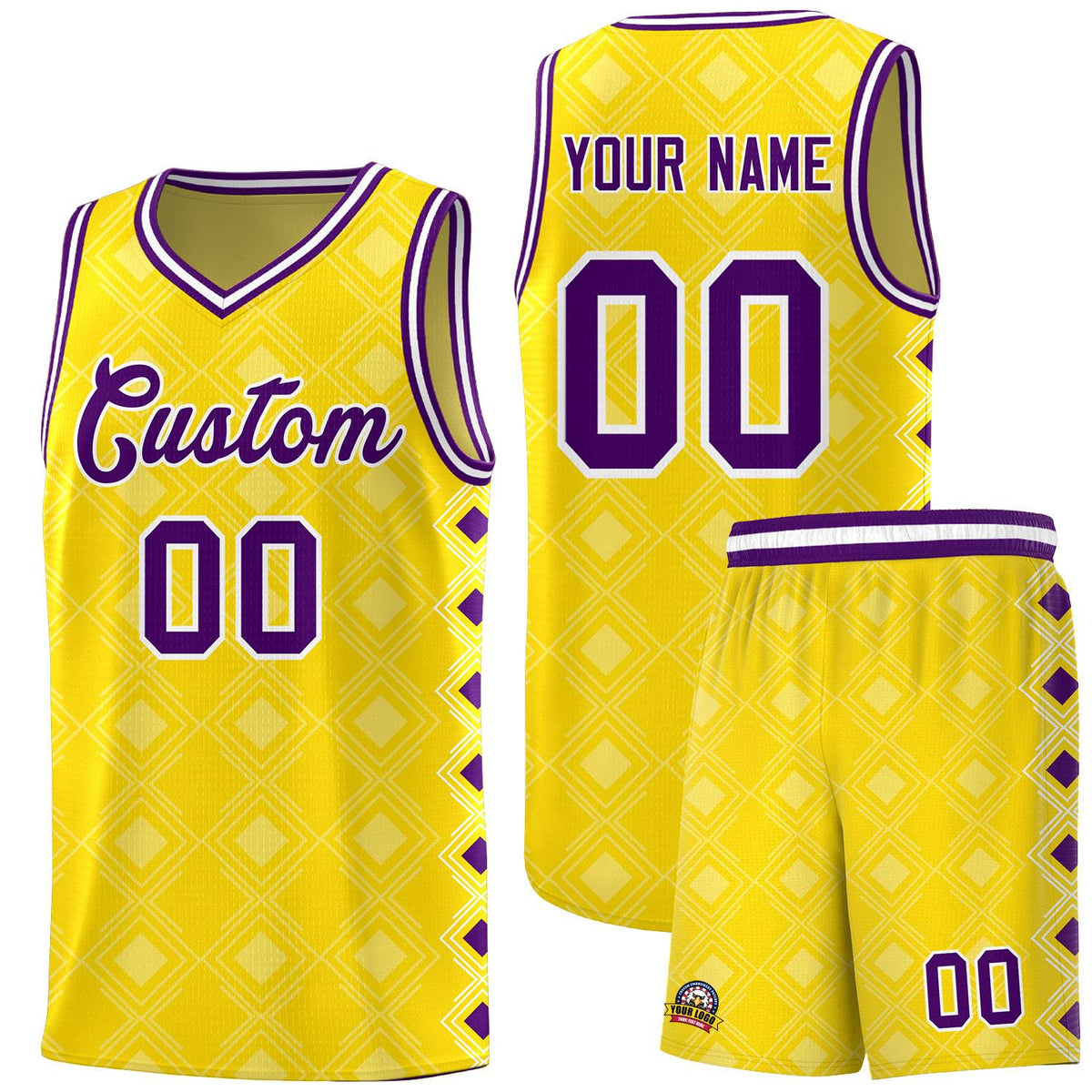 Custom Gold Side Blocks Sports Uniform Basketball Jersey|KXKSHOP