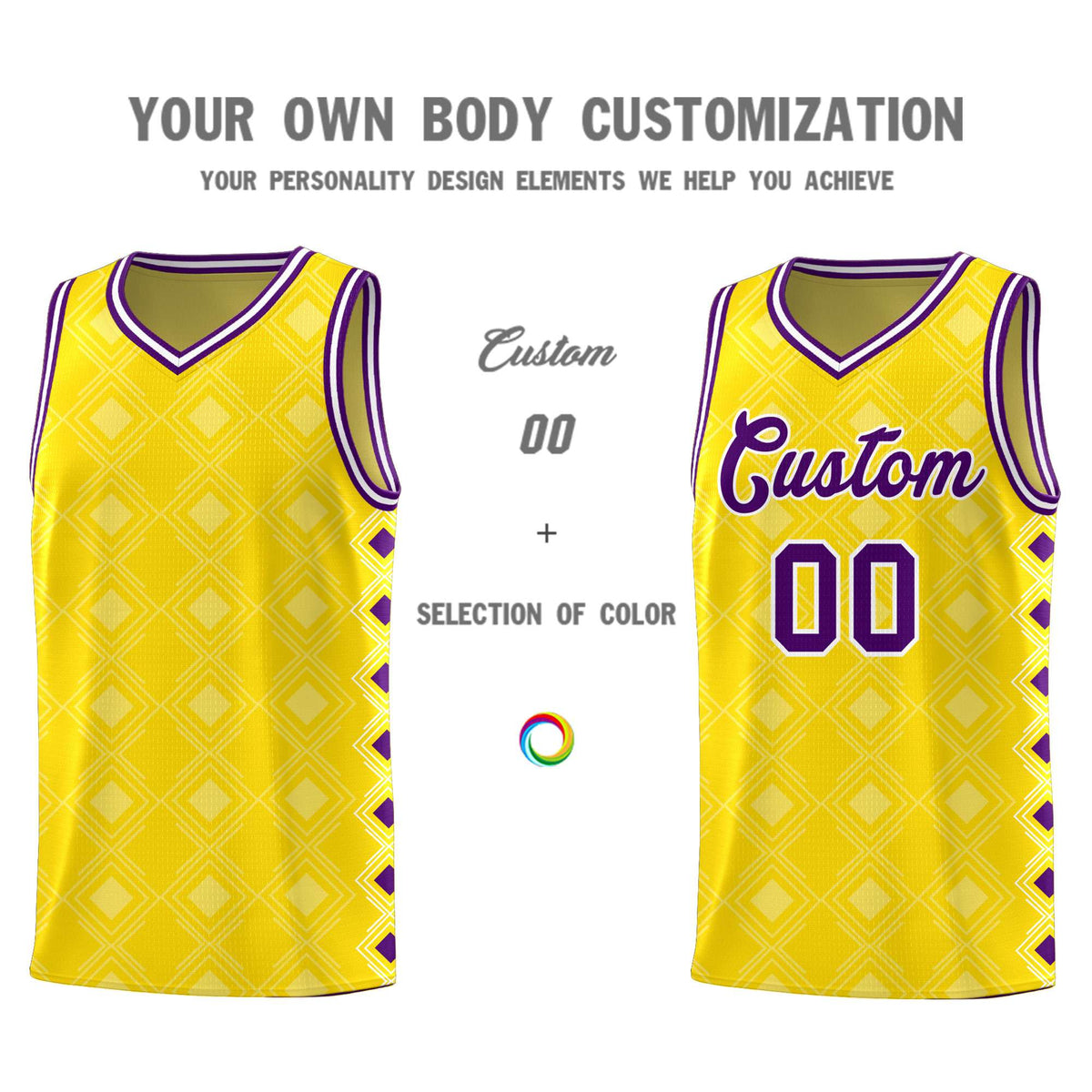 Custom Gold Side Blocks Sports Uniform Basketball Jersey|KXKSHOP