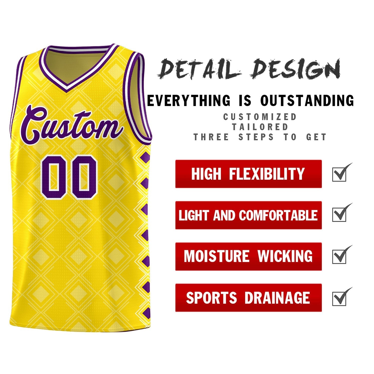 Custom Gold Side Blocks Sports Uniform Basketball Jersey|KXKSHOP