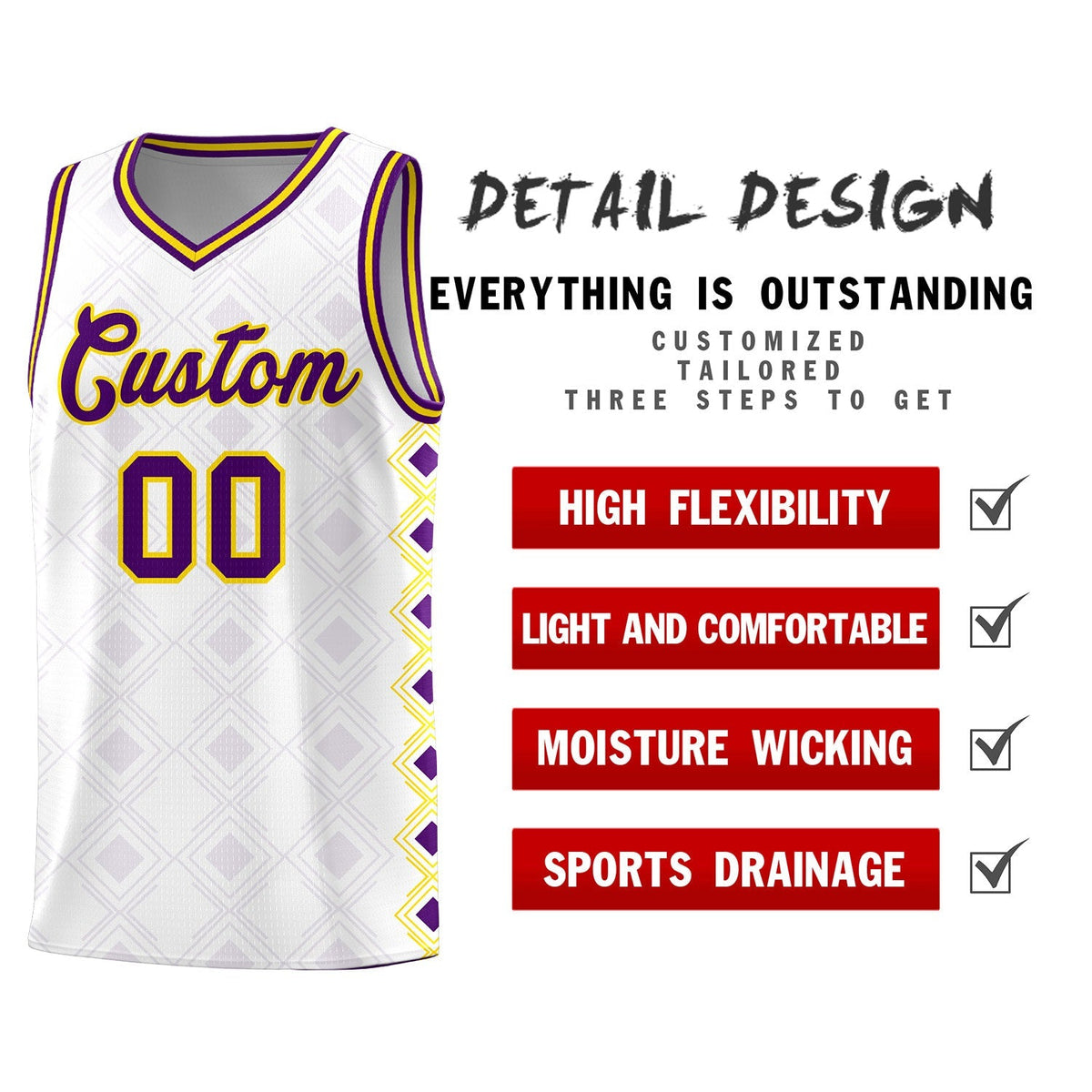 Custom White Side Blocks Sports Uniform Basketball Jersey|KXKSHOP