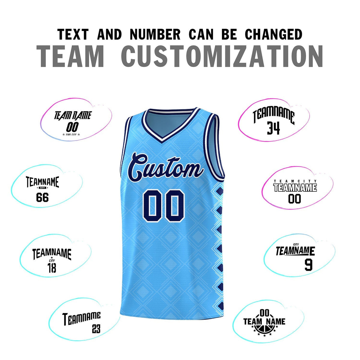 Custom Light Blue Side Blocks Sports Uniform Basketball Jersey|KXKSHOP