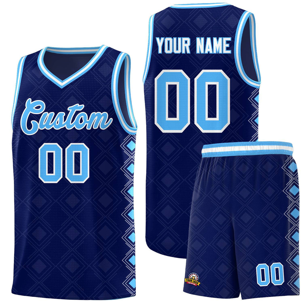 Custom Navy Side Blocks Sports Uniform Basketball Jersey|KXKSHOP