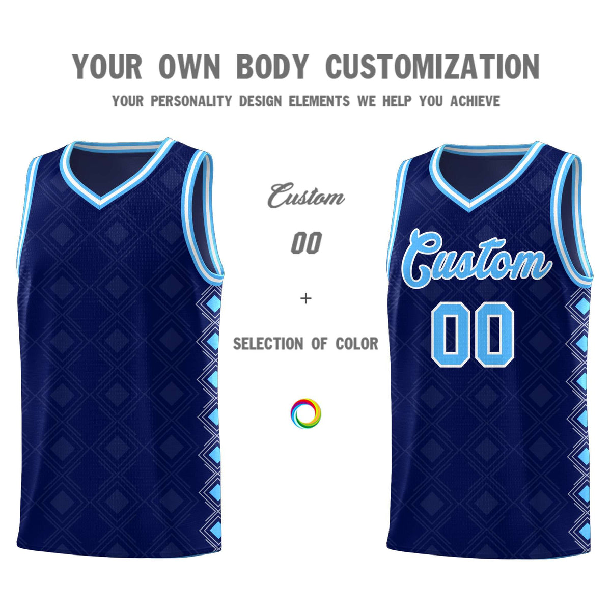 Custom Navy Side Blocks Sports Uniform Basketball Jersey|KXKSHOP