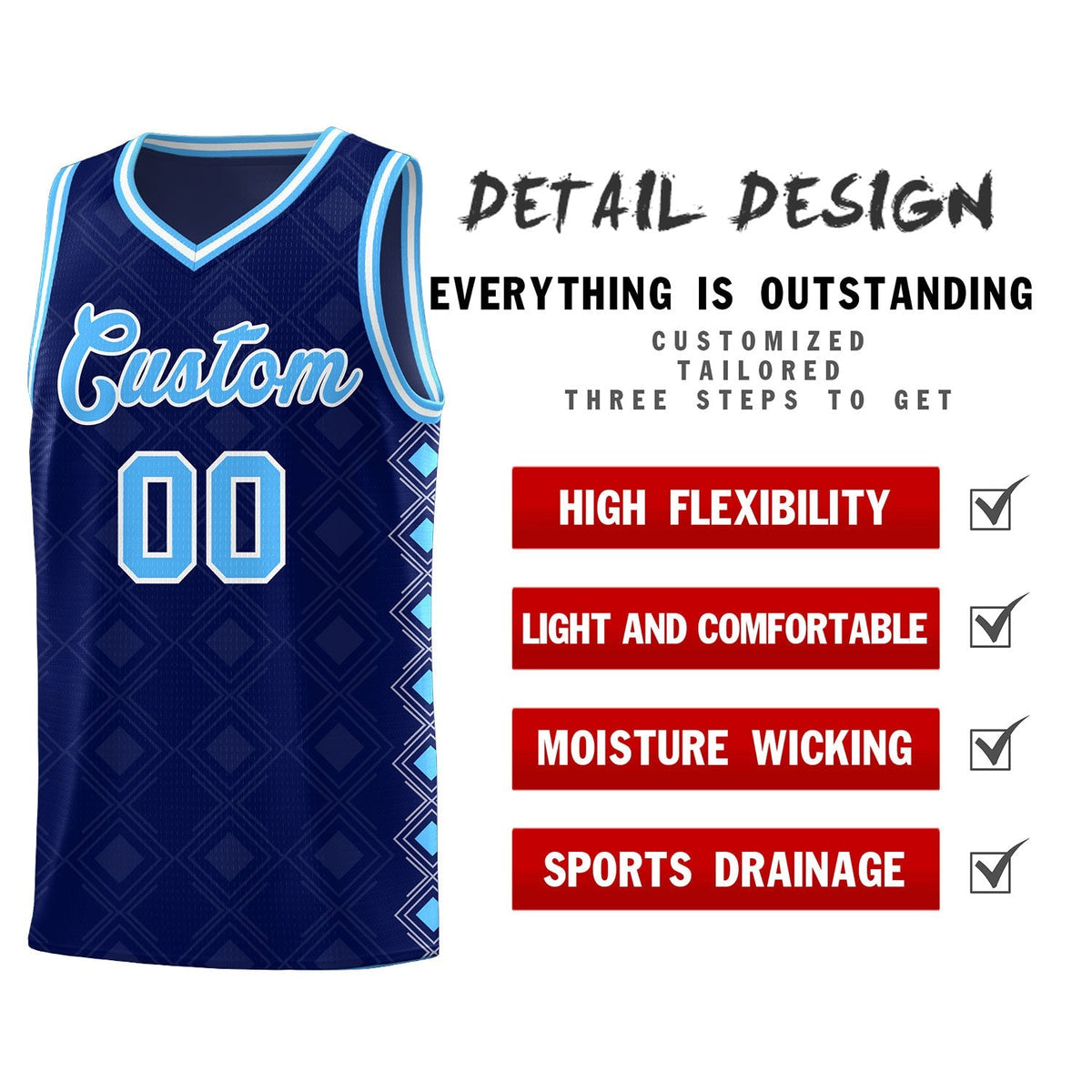 Custom Navy Side Blocks Sports Uniform Basketball Jersey|KXKSHOP