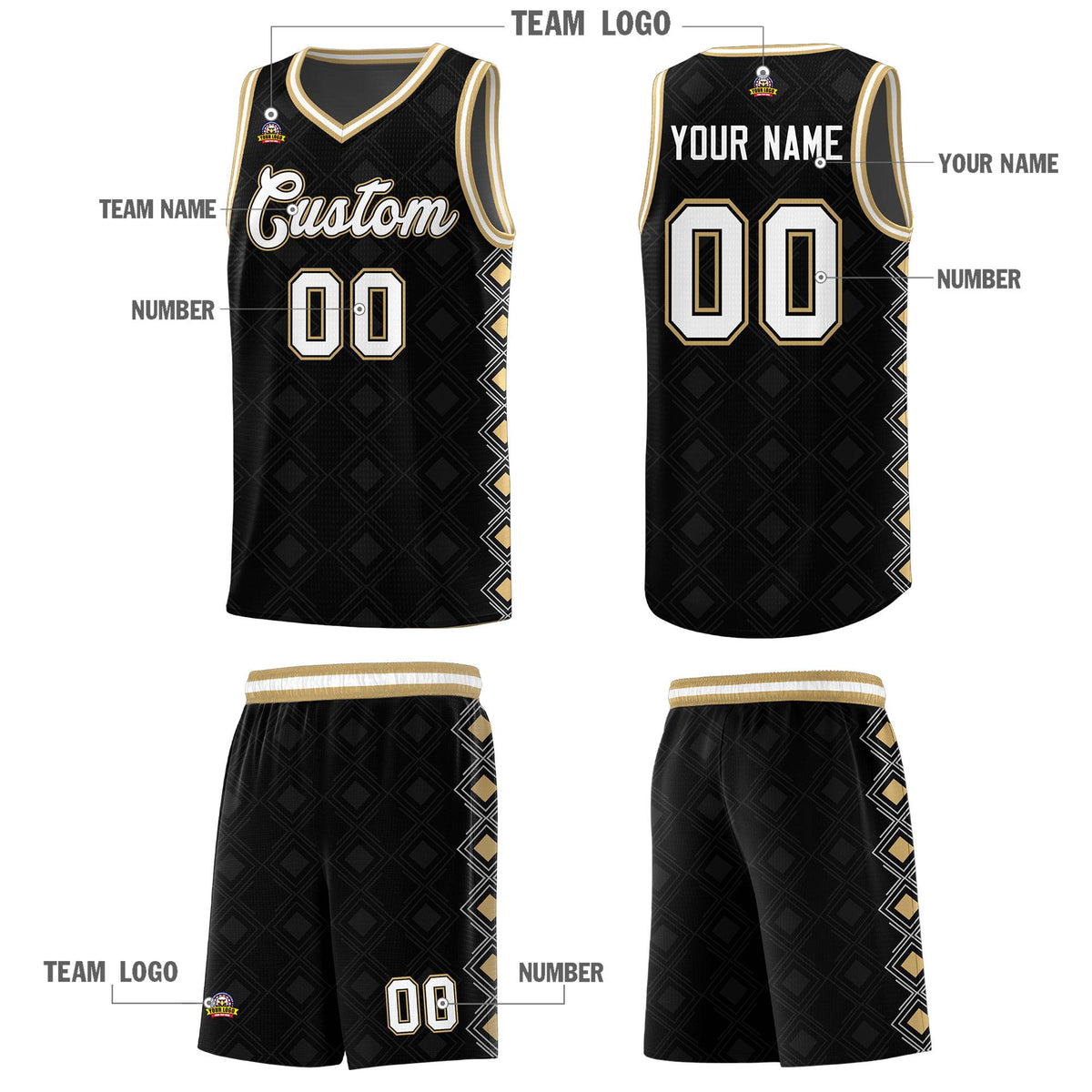 Custom Black Side Blocks Sports Uniform Basketball Jersey|KXKSHOP