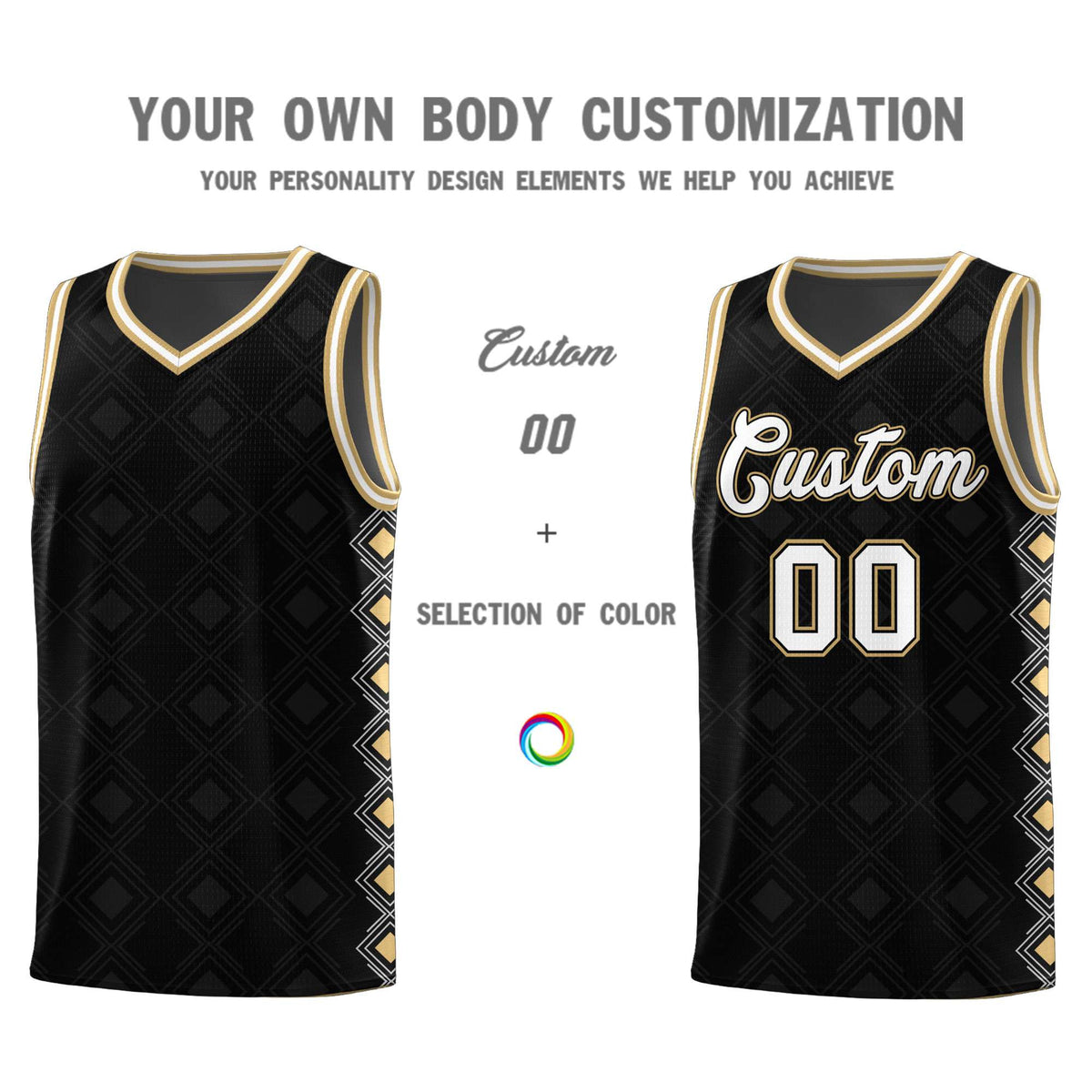 Custom Black Side Blocks Sports Uniform Basketball Jersey|KXKSHOP