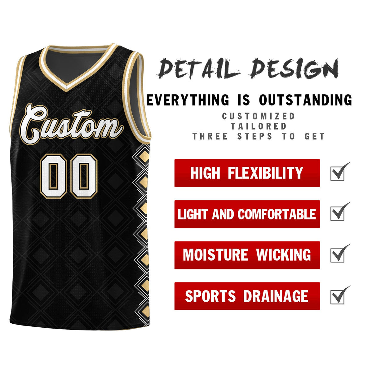 Custom Black Side Blocks Sports Uniform Basketball Jersey|KXKSHOP