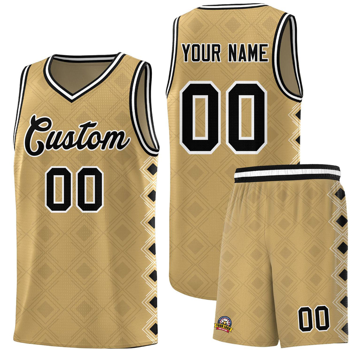 Custom Old Gold Side Blocks Sports Uniform Basketball Jersey|KXKSHOP