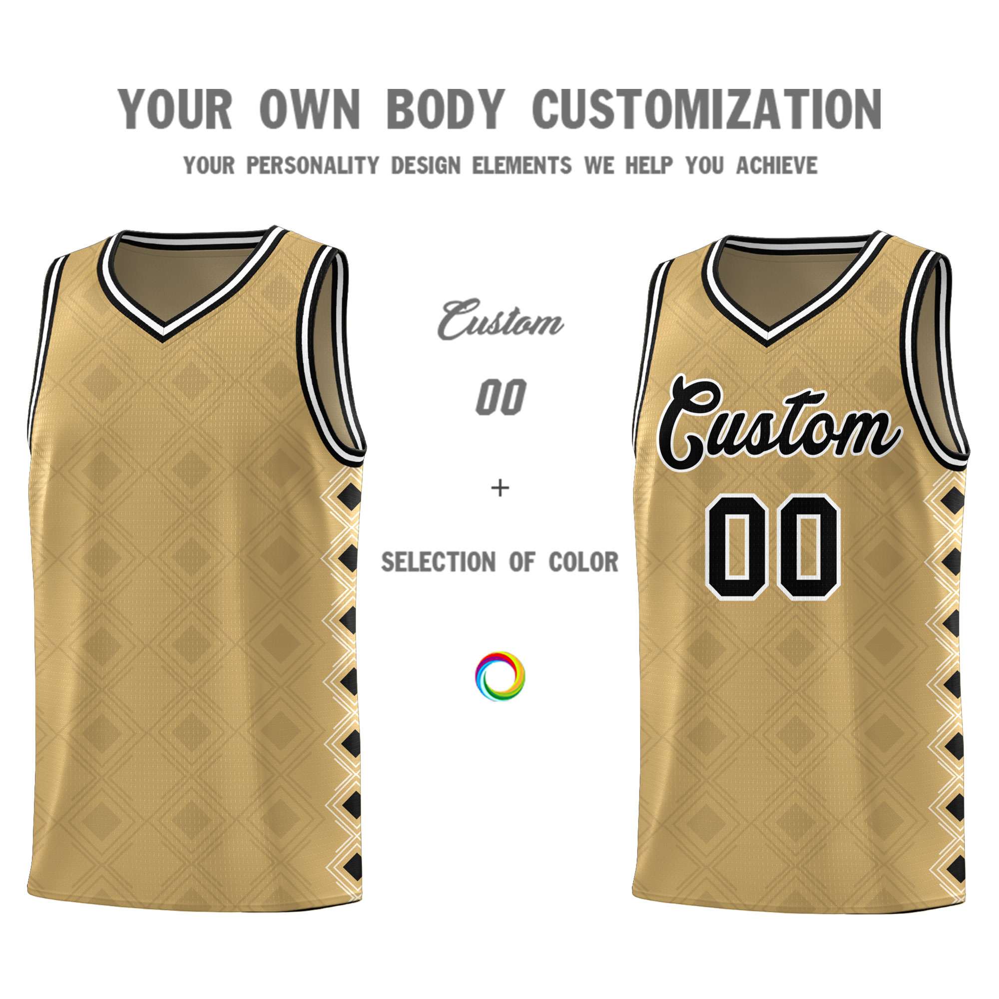 Custom Old Gold Side Blocks Sports Uniform Basketball Jersey|KXKSHOP