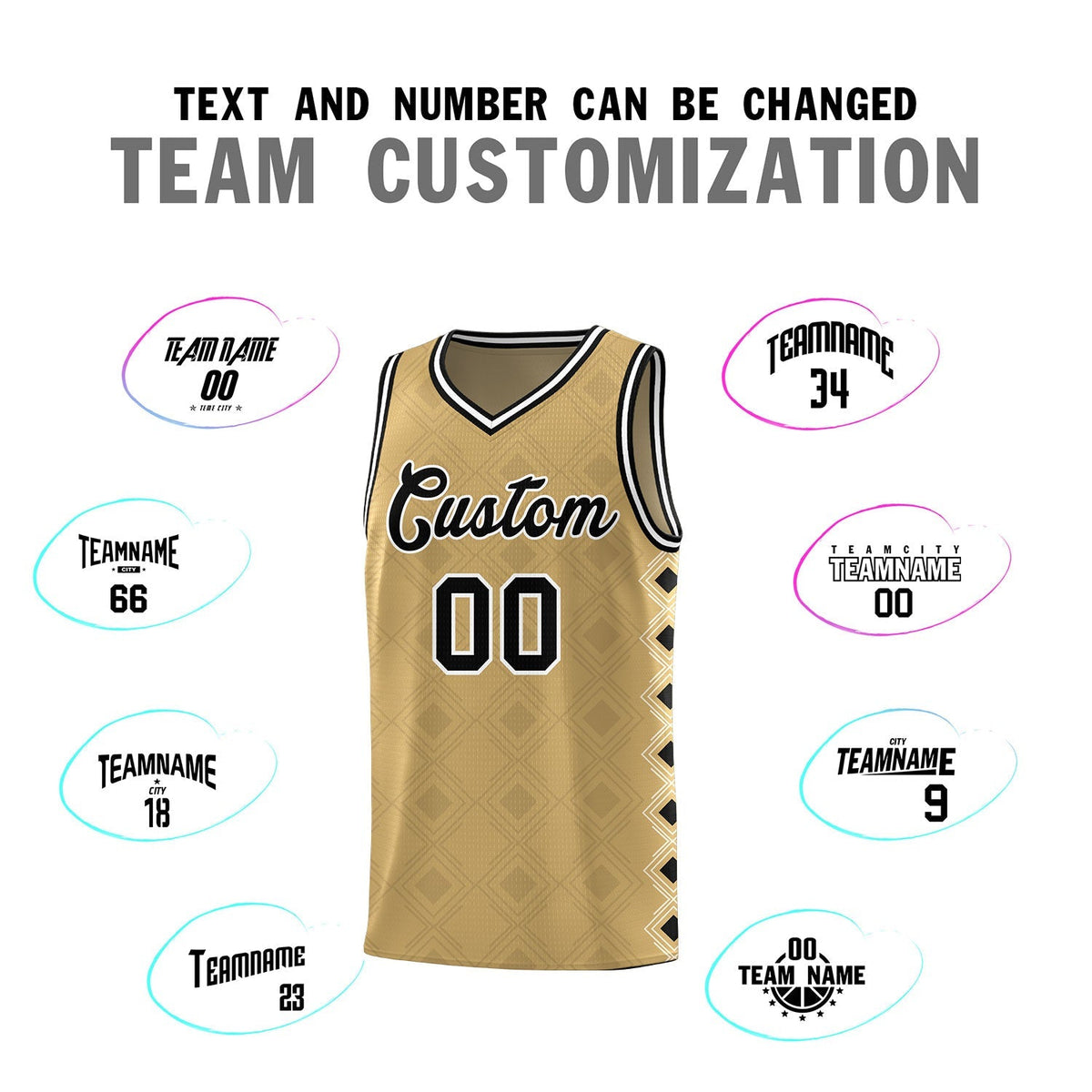 Custom Old Gold Side Blocks Sports Uniform Basketball Jersey|KXKSHOP
