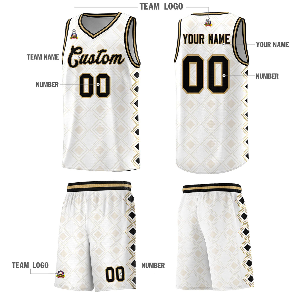 Custom White Side Blocks Sports Uniform Basketball Jersey|KXKSHOP