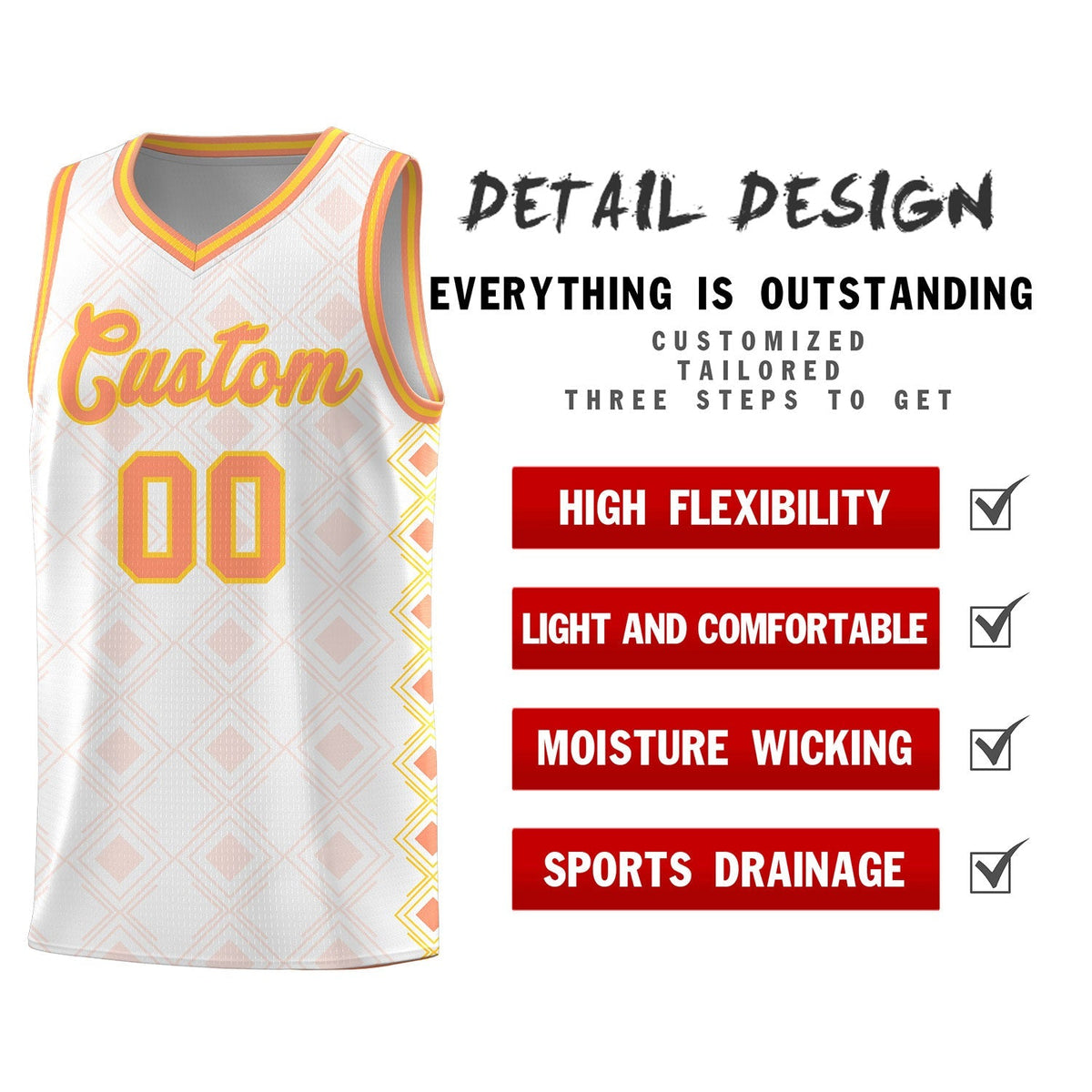 Custom White Side Blocks Sports Uniform Basketball Jersey|KXKSHOP